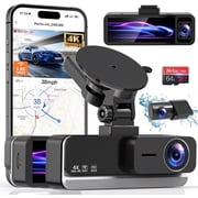 4K 3 Channel Dash Cam,4K+2.5K+2.5K Front Inside and Rear Car Dash Camera,3.39”Screen,Night Vision,Loop Recording, G-Sensor, WDR, Parking Mode,App Control