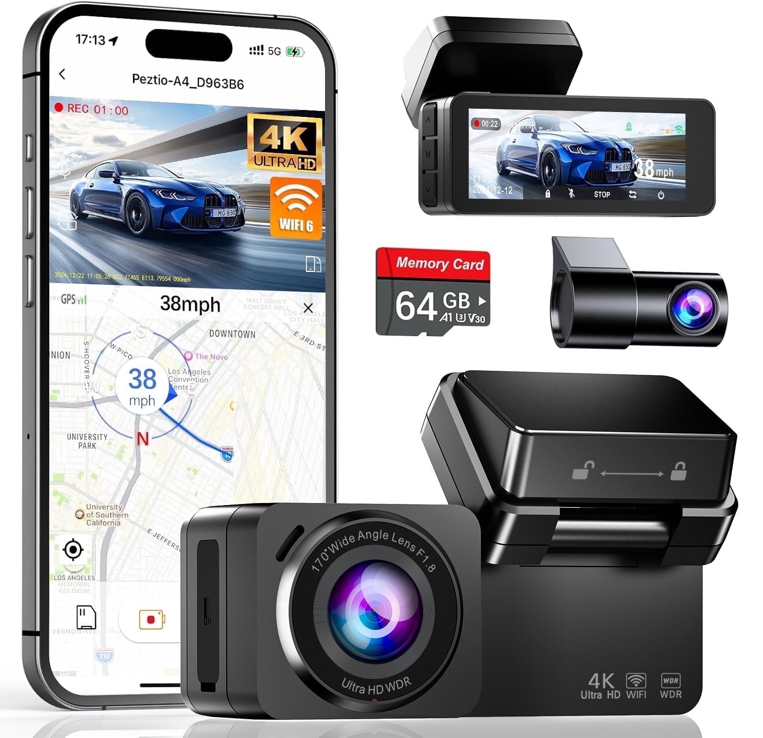Dash Cam, 4K+2.5K Full HD Dash Cam Front and Rear, Dash Camera for Cars with Built-in WiFi, 3.16IPS Screen Dashcam, Night Vision, Loop Recording, G-Sensor, Parking Mode deal from Walmart