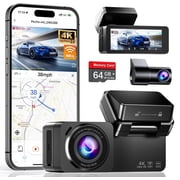 Dash Cam, 4K+2.5K Full HD Dash Cam Front and Rear, Dash Camera for Cars with Built-in WiFi, 3.16”IPS Screen Dashcam, Nig