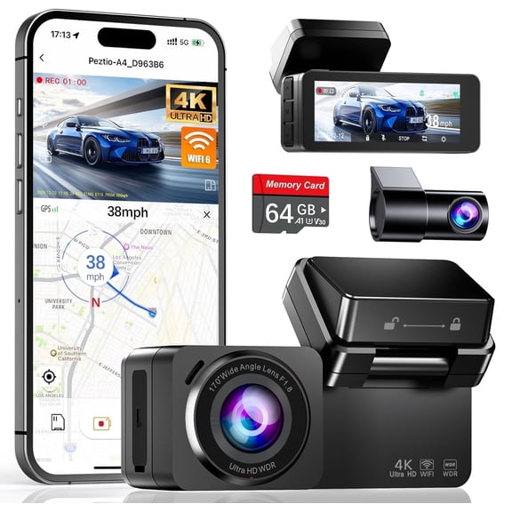 Dash Cam, 4K+2.5K Full HD Dash Cam Front and Rear, Dash Camera for Cars with Built-in WiFi, 3.16”IPS Screen Dashcam, Night Vision, Loop Recording, G-Sensor, Parking Mode