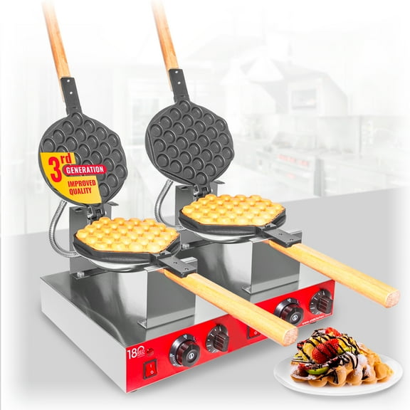 ALDKitchen Bubble Waffle Maker | Mechanical Thermostat | Hexagon Shape Egg Waffle Machine | 2 Large Hong Kong Waffles | 110V