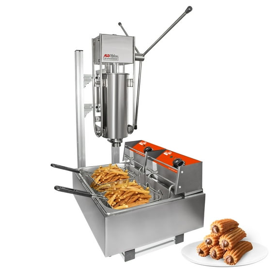 ALDKitchen Churros Maker | L-Shape Stand and Double Deep Fryer | 5 L Capacity