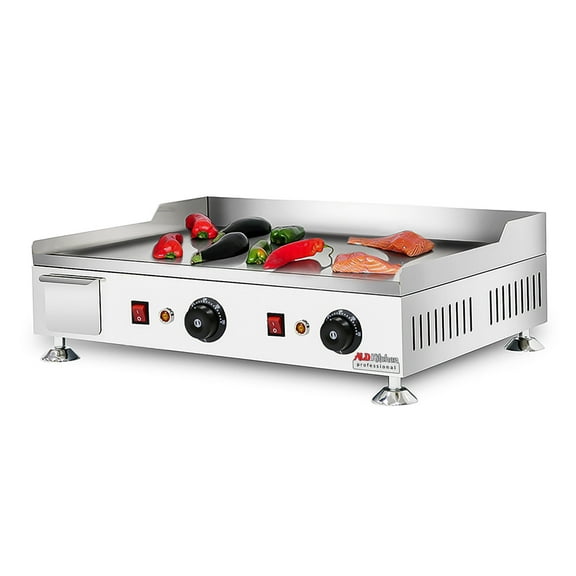 ALDKitchen Flat Top Griddle | Teppanyaki Grill with Dual Thermostat | No plug | 110V | Cooking Surface | 24.25" x 17.59"