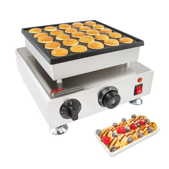 ALDKitchen Poffertjes Maker | Dutch Mini Pancakes Electric Machine | Nonstick with Adjustable Temperature Control | Single Plate 25 pcs | 100 V | 0.8W