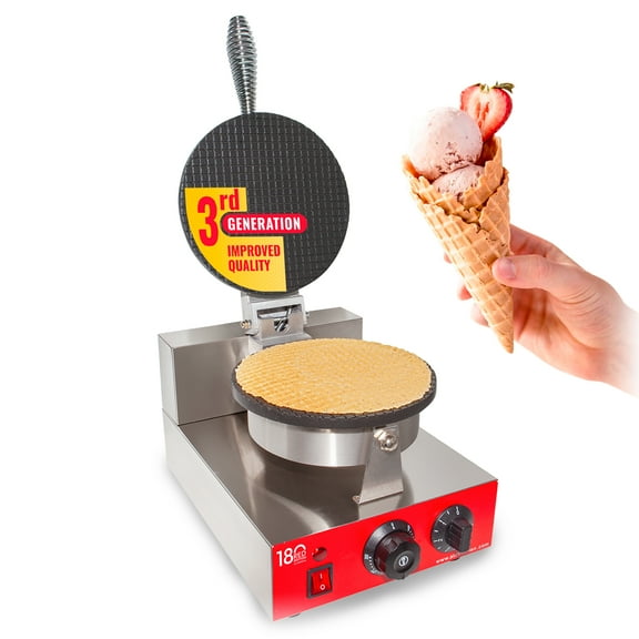 ALDKitchen Waffle Cone Maker | Commercial Waffle Roll Maker | Nonstick Coating | Stainless Steel | 110V (Single)
