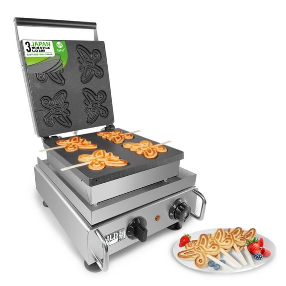 ALDKitchen Waffle Stick Maker | Butterfly-Shaped | 4 Pcs | Waffle on a Stick