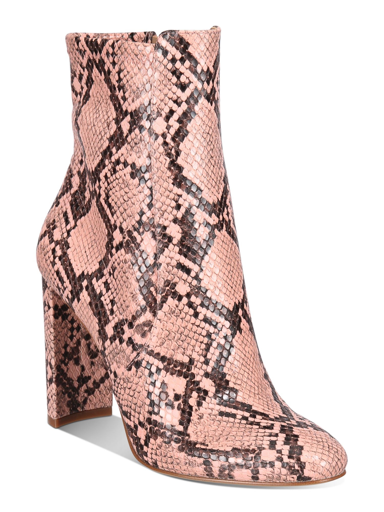 ALDO Womens Pink Snake Embossed Sleek Silhouette Aurellane Almond Toe Sculpted Heel Zip Up Dress Booties 7 B Walmart