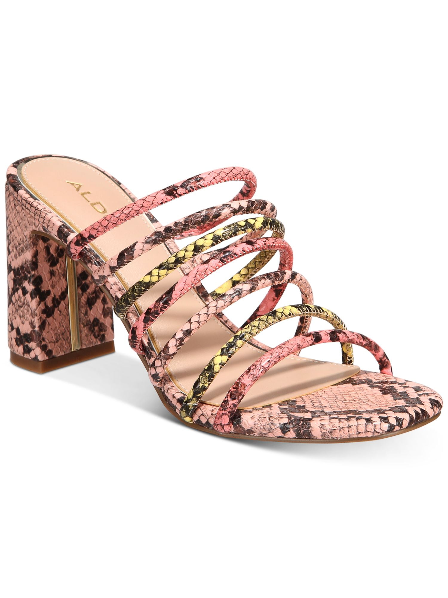 ALDO Womens Pink Snake Print Strappy Trelidda Square Toe Slip On Sandals  Shoes 6 - Walmart.com