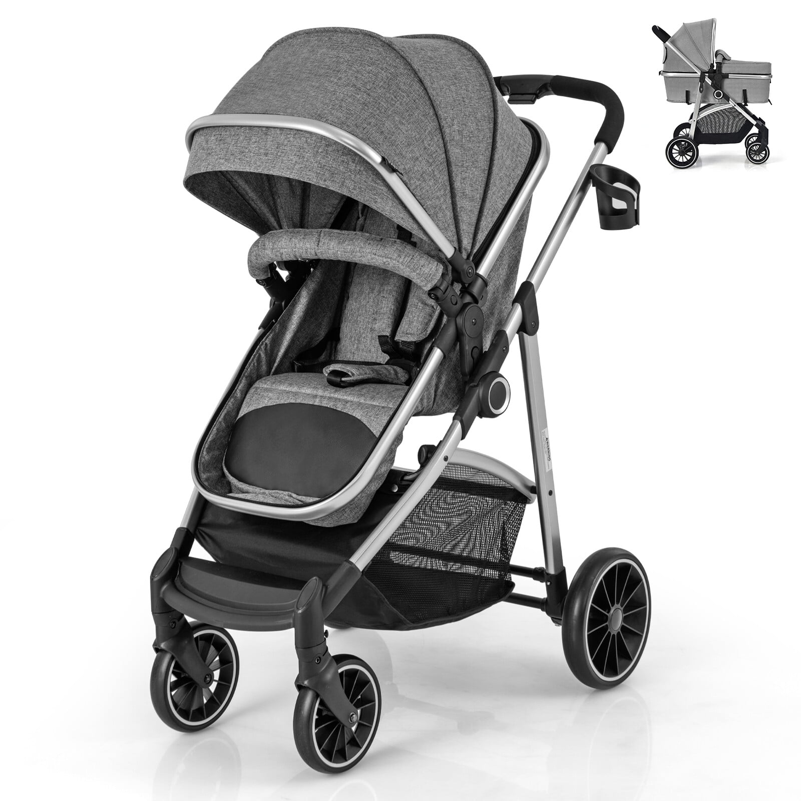 ALDOBF 2-in-1 Convertible High Landscape Baby Stroller, Reversible ...
