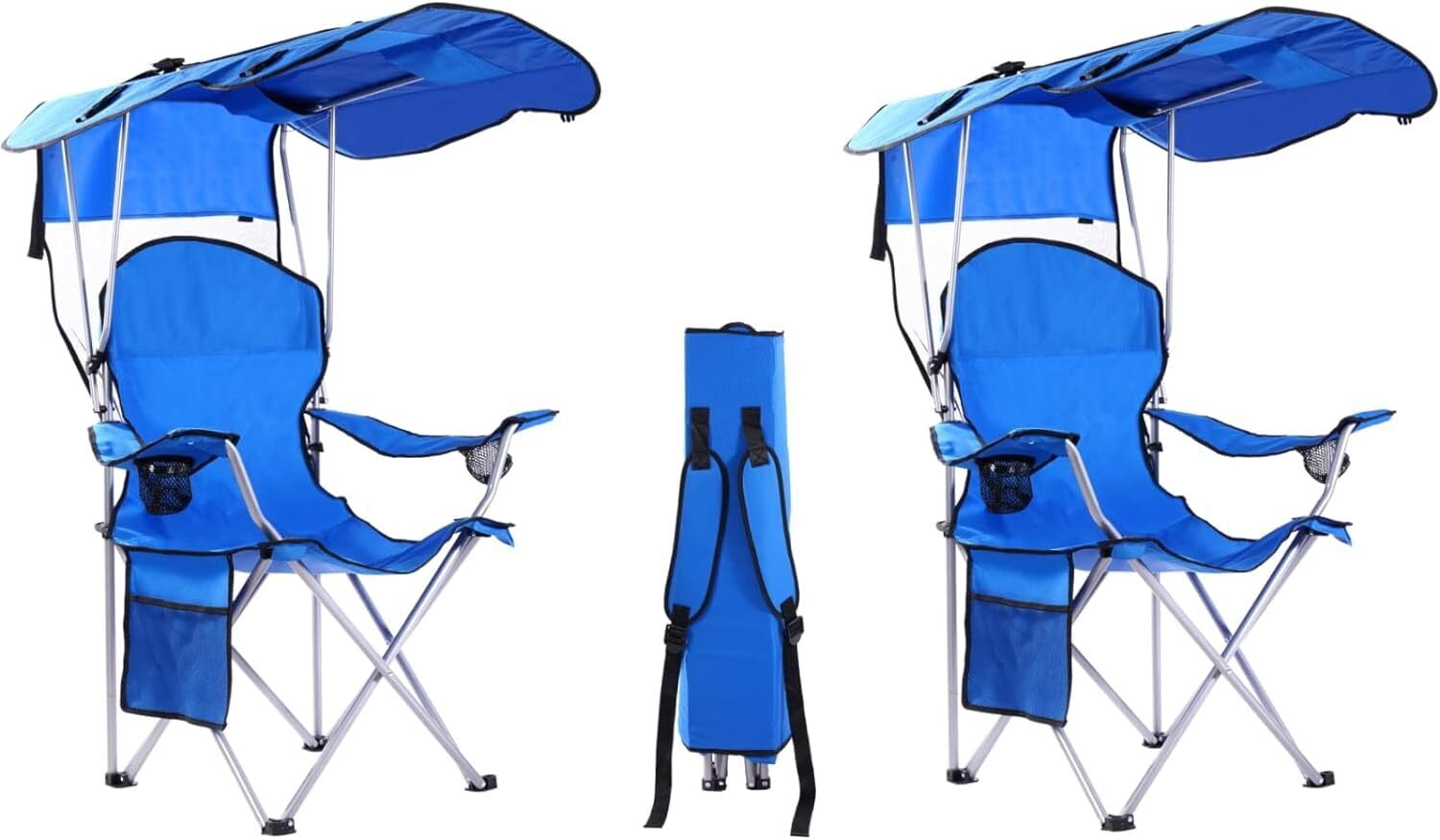 ALDOBF Folding Camping Chair with Canopy, Outdoor Chair with Sun Shade ...
