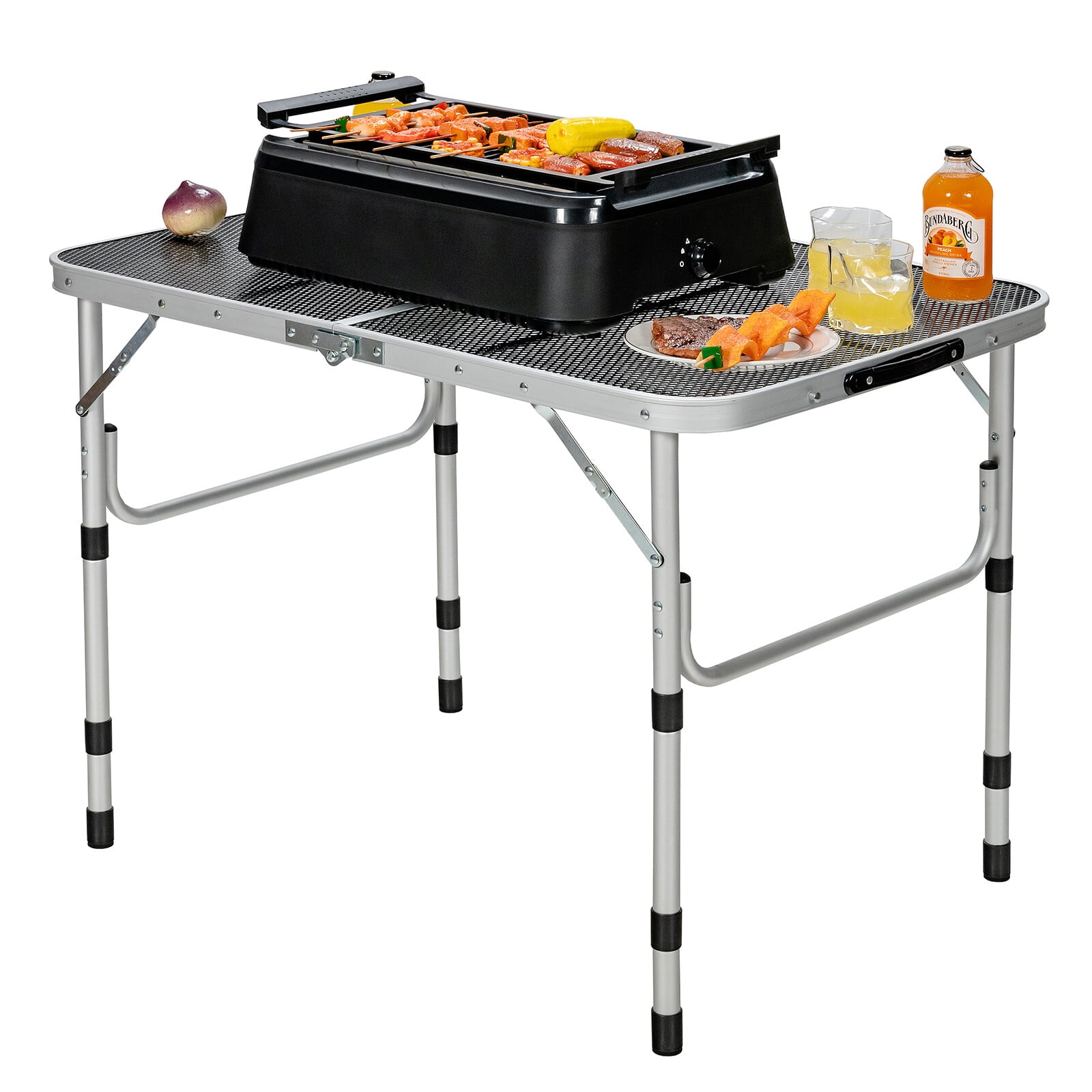 ALDOBF Lightweight Folding Grill Table for Camping, Adjustable Height ...