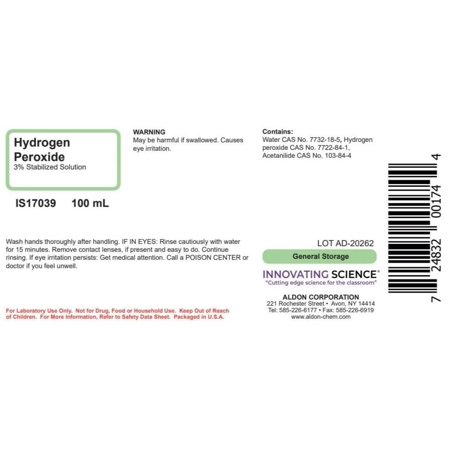 ALDON Innovating Science 3% Hydrogen Peroxide, 100mL, 3.38 fl. oz. - The Curated Chemical Collection - Made in The USA