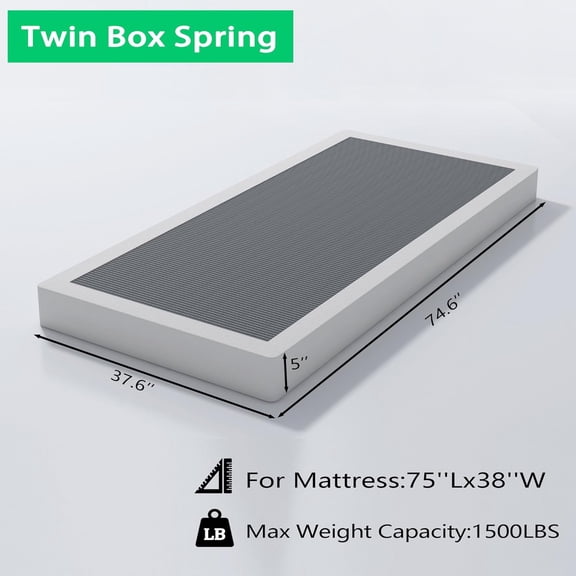 ALDRICH 5 Inch Heavy Duty Metal Twin Box Spring Mattress Foundation
