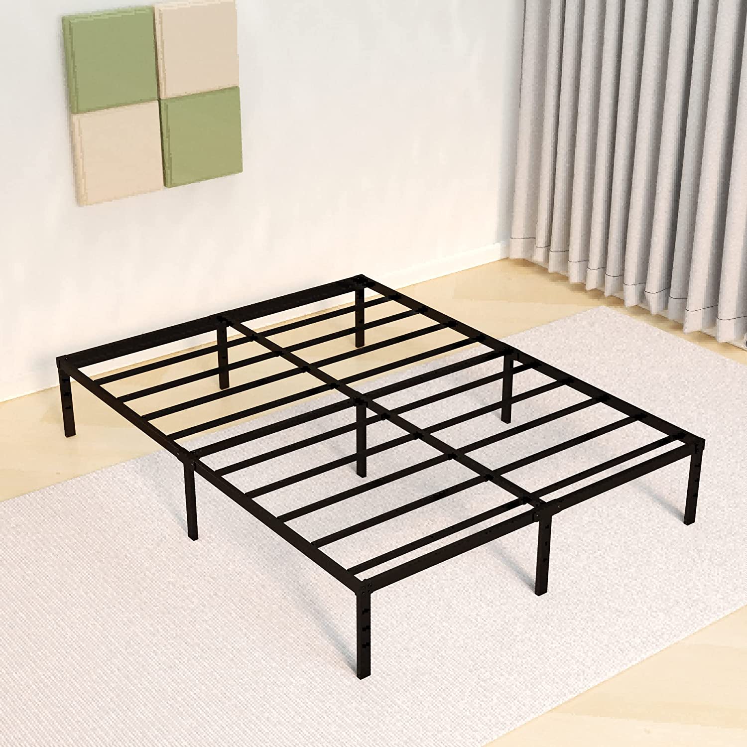 ALDRICH Metal King Size Bed Frame 16 Inch Tall Black Basic Anti