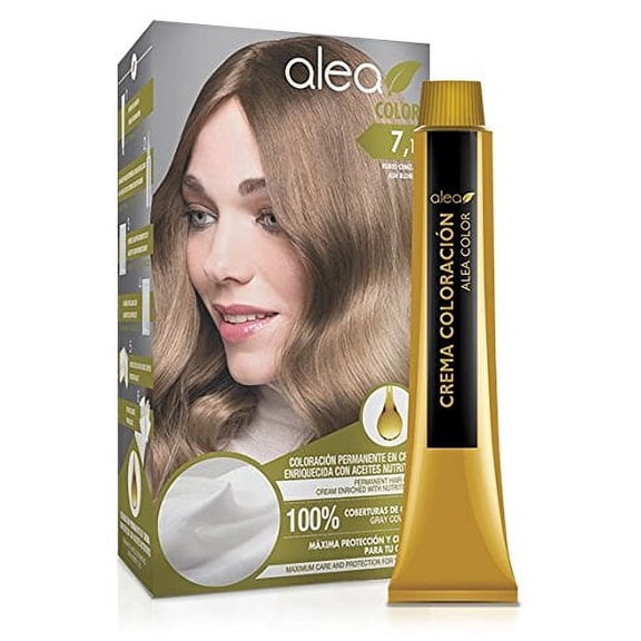 ALEA - Women's Hair Dye - Alea Color - No. 7.1 K - Ash Blonde Color - Permanent Cream Hair Color - with Argan and Macadamia Oil - Gray Coverage - Maximum Protection and Care