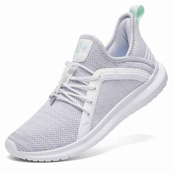 ALEADER Womens Walking Shoes Energycloud Comfort Slip On Tennis Shoes for Gym Trainning,White/Lt Gray,Size 7