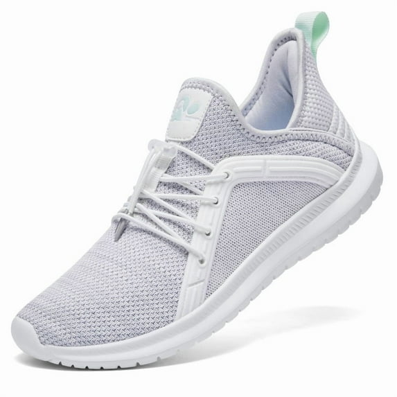 ALEADER Womens Walking Shoes Energycloud Comfort Slip On Tennis Shoes for Gym Trainning,White/Lt Gray,Size 9.5