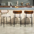 thumbnail image 1 of ALEAVIC Bar Stool Set of 3, Counter Height Upholstered Stools with Metal Legs for Kitchen Dining Room Bar, Beige, 1 of 7