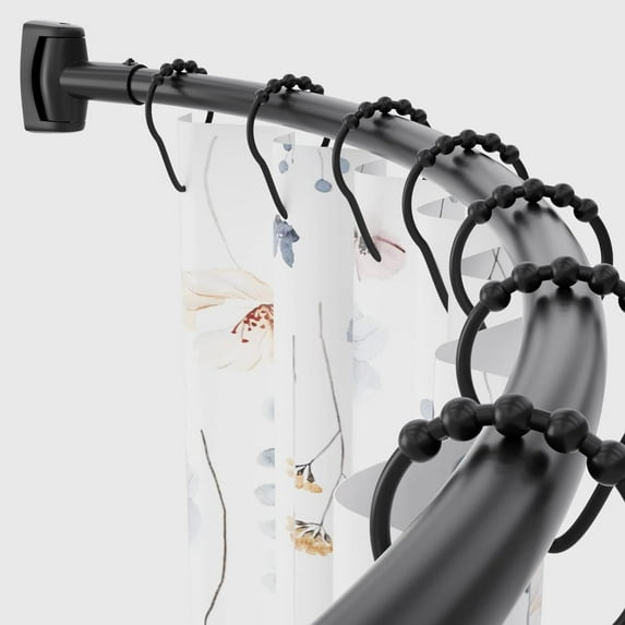 ALEAVIC Curved Shower Curtain Rod, 33" - 78" Stainless Steel Shower Rod Set for Bathroom, Black