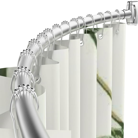 ALEAVIC Curved Shower Curtain Rod, Stainless Steel Adjustable Shower Rod Set for Bathroom, Silver
