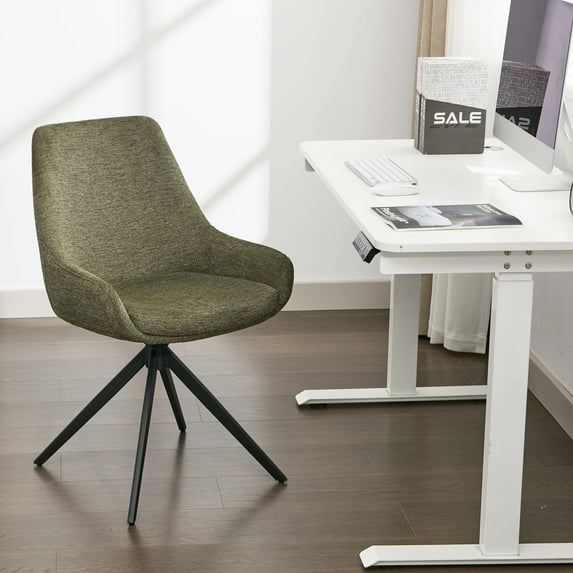 ALEAVIC Modern Desk Chair no Wheel, Swivel Home Office Chair with Metal Legs, Green