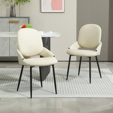 ALEAVIC Modern Dining Chair Set of 2, PU Leather Kitchen and Dining Room Chair, Dark Grey
