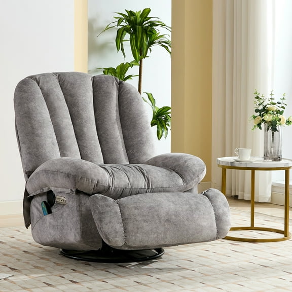 ALEAVIC Power Recliner Chair, Chenille Electric Massage Chair with USB Port, Bluetooth Speaker, Gray