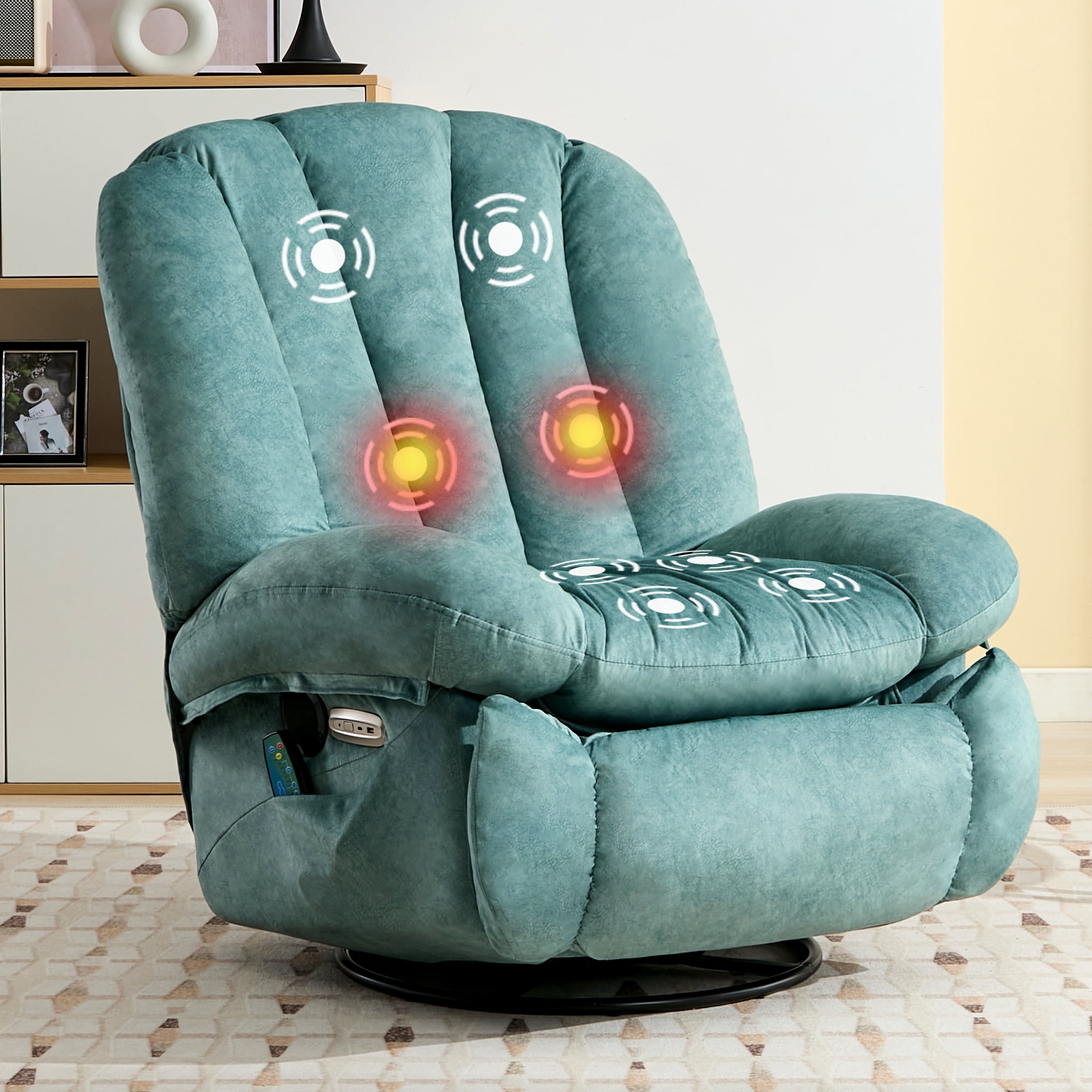 Recliner Suede Mini Rocker Speaker Chair Manual Recliner Chair, No Rocker Lazy Boy Sofa Chair Faux Leather Reclining  Armchairs For Living Room,Bedroom, Brown