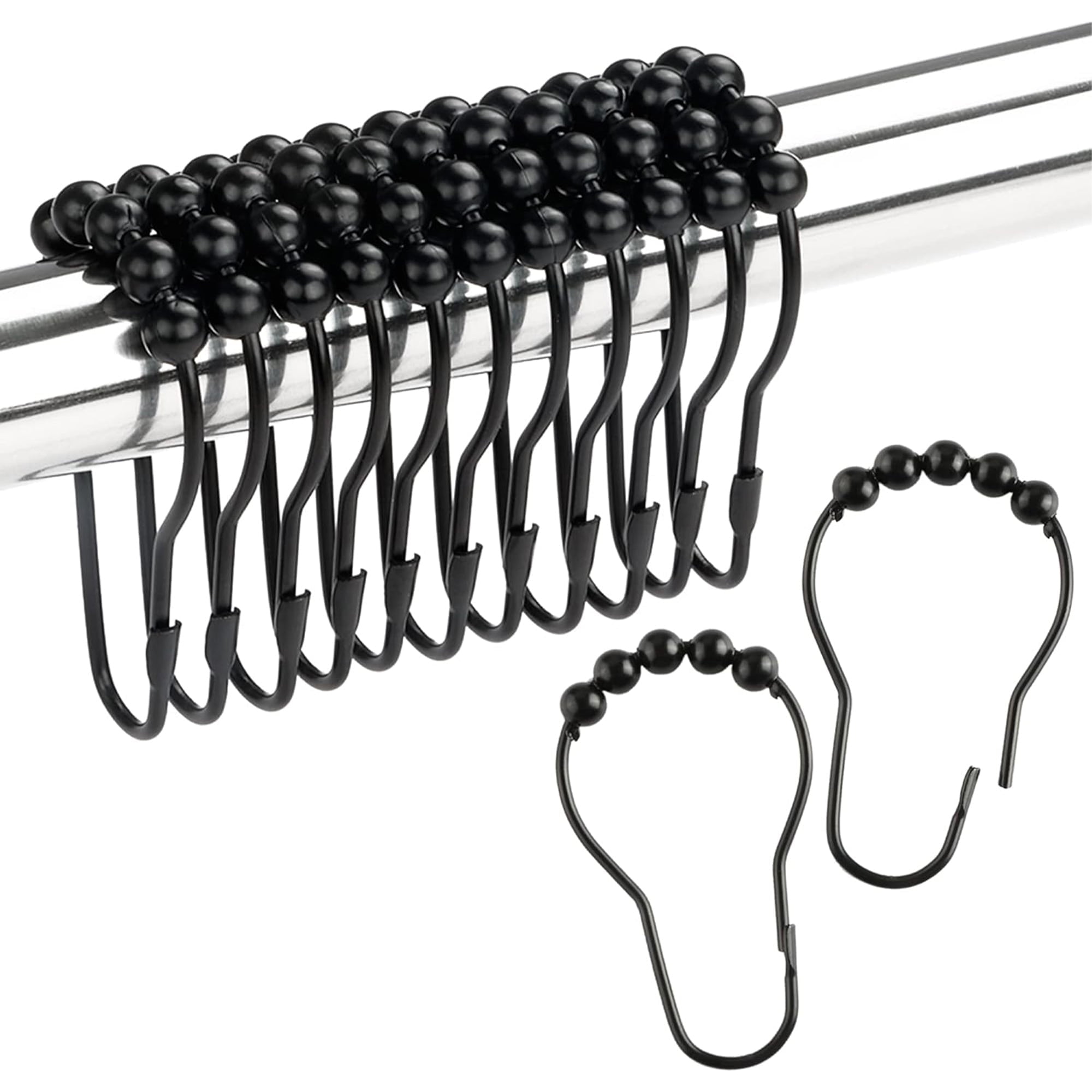 ALEAVIC Shower Curtain Hooks Set of 12 Metal Rollerball Shower Curtain
