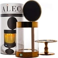 thumbnail image 1 of ALEC {Old Plastic Model} Clear Hurricane Automatic Candle Holder & Extinguisher with Rechargeable Timer Lid & Stand | Large Bronze Pillar & Votive Candle Holders, 1 of 8
