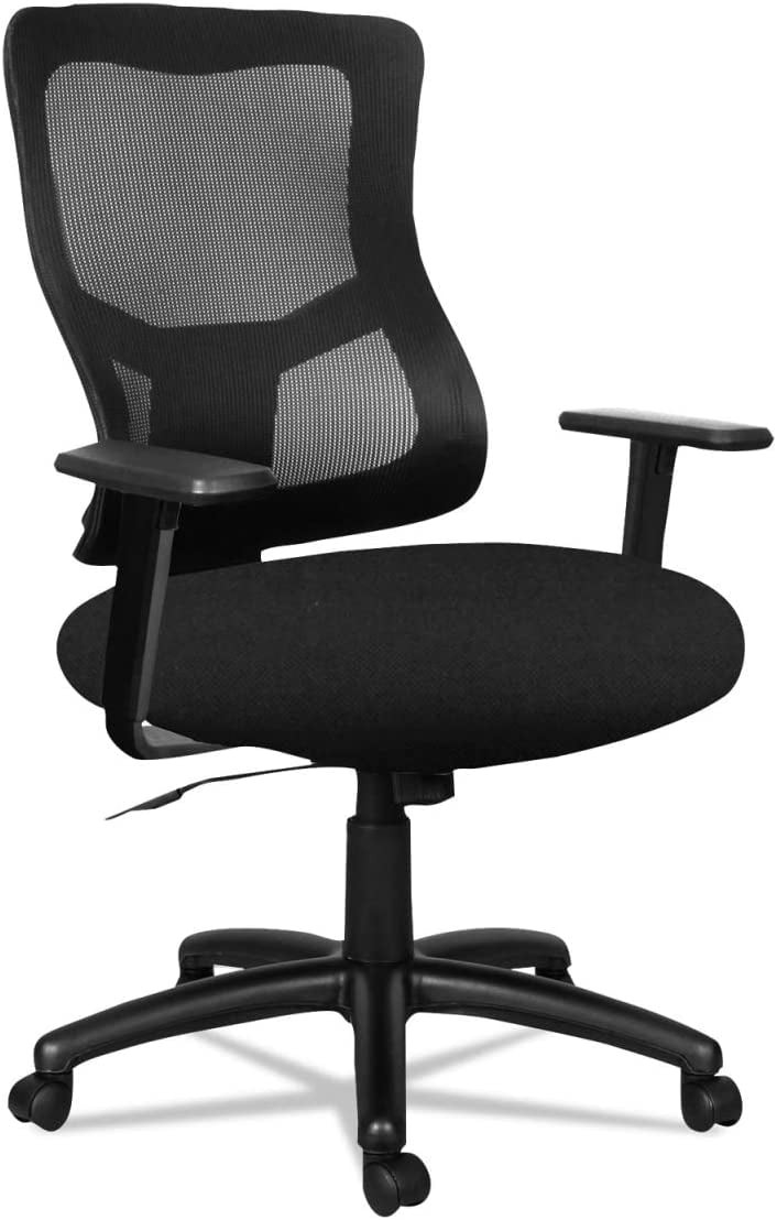 Black Mesh Mid-Back Swivel Office Chair with Adjustable Arms