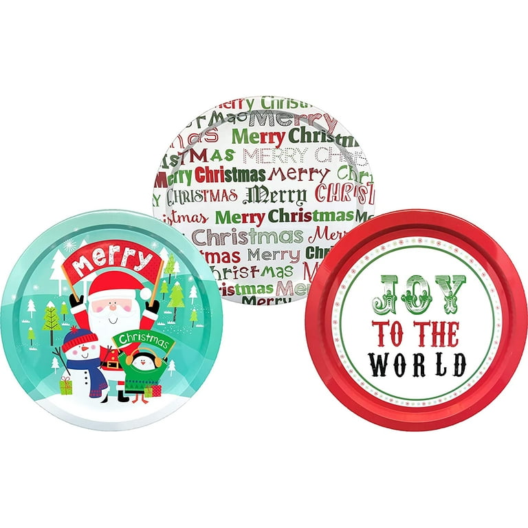 ALEF Christmas/Holiday 13.5 Decorative Tin Plates (Set of 3