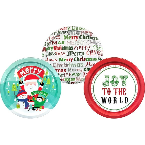 ALEF Christmas/Holiday 13.5 Decorative Tin Plates (Set of 3)