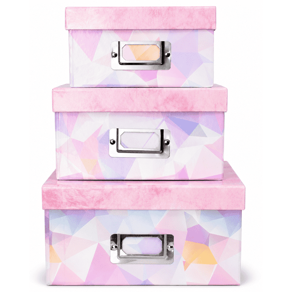 ALEF Decorative Themed Nesting Gift Boxes Sweet Water Colors with Metal Name Plate, 6 Boxes