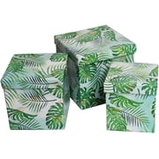 ALEF Elegant Decorative Themed Nesting Gift Boxes -3 Boxes- Nesting Boxes Beautifully Themed and Decorated! Sq Leaf Pattern