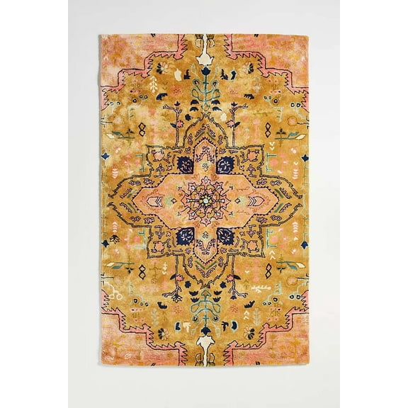 ALEF HOME Bohemian Art Deco Geometric Bohemian Tufted Multicolor Area Rug, 5x8 ft, Quick Dry