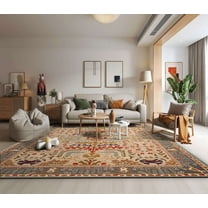 ALEF HOME Art Deco Tufted Multicolor Area Rug, 5x8 ft, Quick Dry