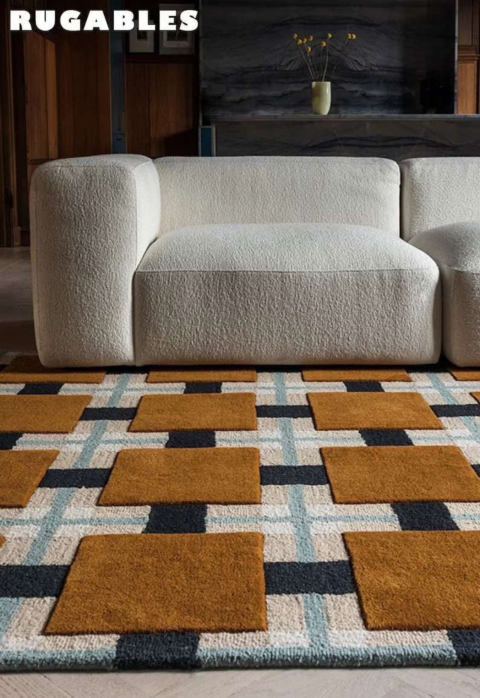 ALEF HOME Modern Rug Art Deco Tufted Multicolor Grid Area Rug, 10' x 14 ...