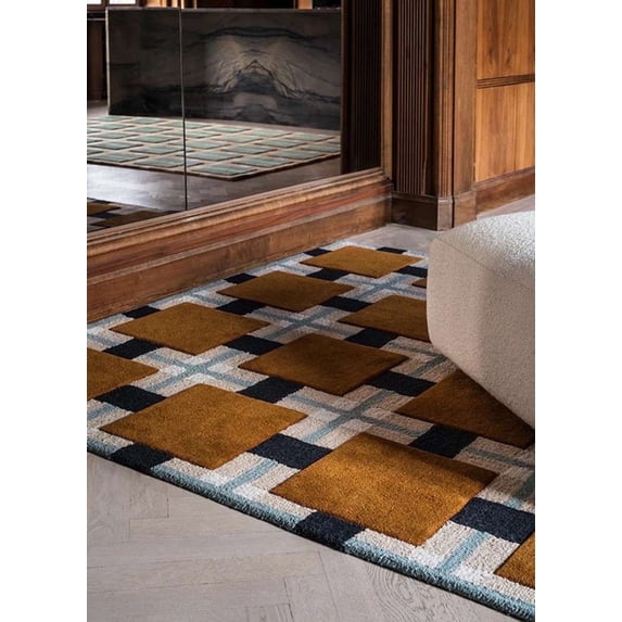 Modern Rug Art Deco Tufted Multicolor Grid Area Rug, 6' x 9'