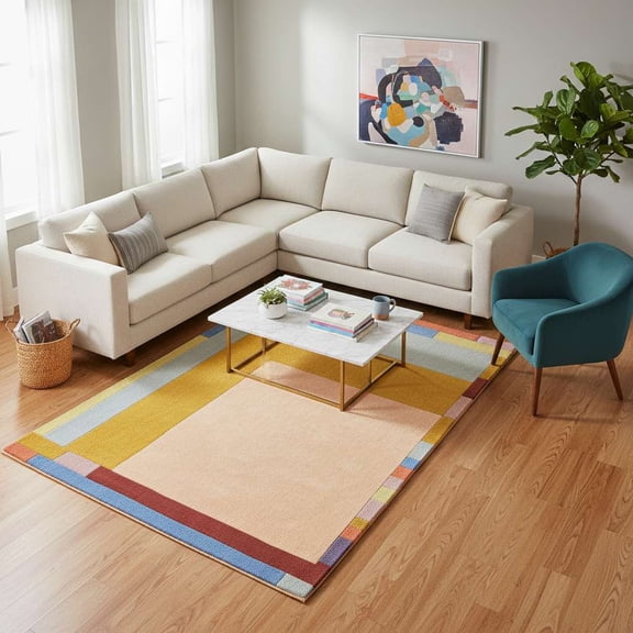 ALEF HOME Geometric Collection Tufted Area Rug, 6' x 9', Quick Dry