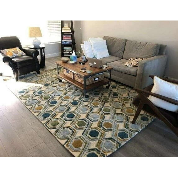 ALEF HOME Geometric Rugs Eclectic Harmony Art Deco Multicolor Geometric Area Rug, 6' x 9', Quick Dry
