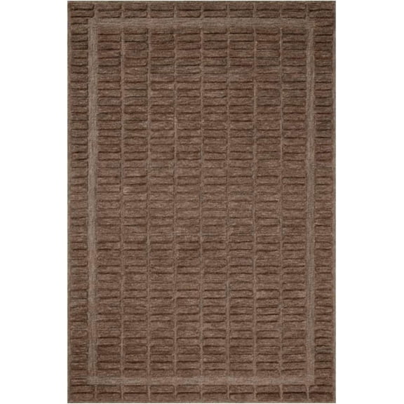 Hand-Tufted Wool Area Rug 5×8 ft – 100% New Zealand Wool Carpet with Grid Pattern for Living Room, Bedroom, Dining Room, Lounge, Kids Playroom & Home Decor, Brown