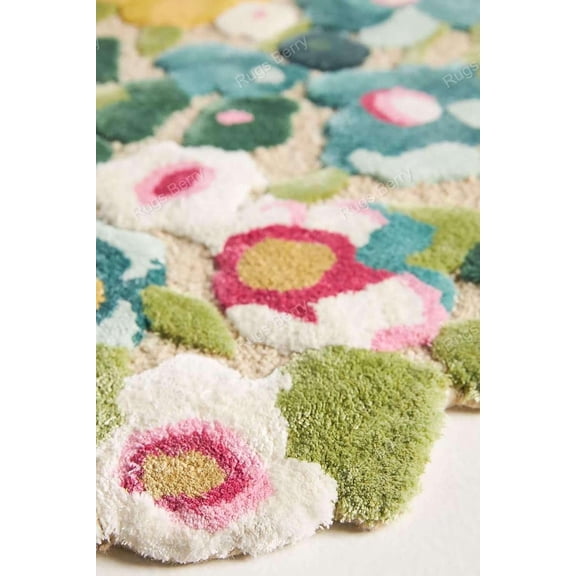 ALEF HOME Hand-Tufted Multicolor Floral Design Area Rug, 6X9, 100% New Zealand Wool