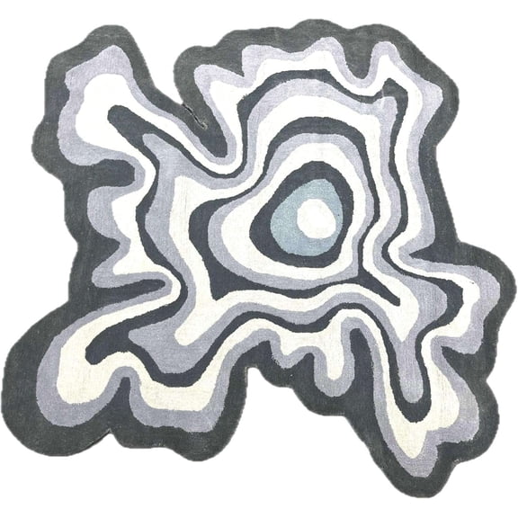 ALEF HOME Hand-Tufted Wool Rug, Modern Irregular Shaped Area Rug for Living Room Bedroom Dining Room Kitchen Décor | Rug Illusion Pattern(Grey -8x8)