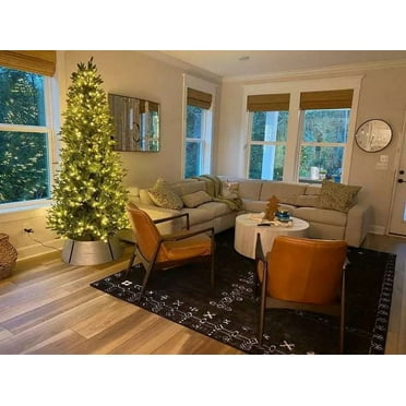 ALEF HOME Tribal Art Deco Tufted Black & White Bohemian Area Rug, 5x8 ft, Quick Dry