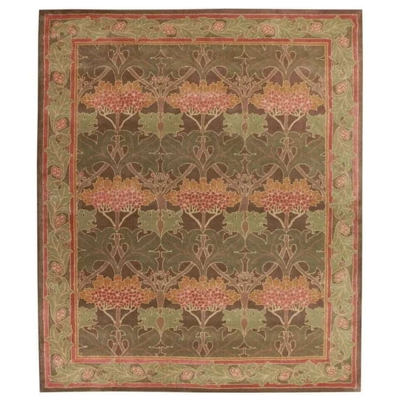 10×14 ft Hand Tufted Wool Area Rug Green Floral Design, 100% New Zealand Wool Plush Pile Carpet for Living Room Bedroom & Home Decor