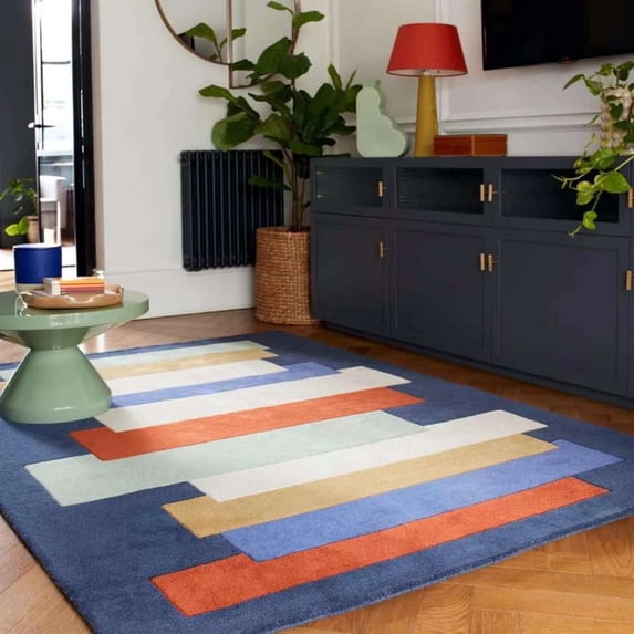 ALEF HOME Tufted Multicolor Art Deco Area Rug, 10' x 14', Quick Dry