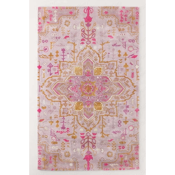 ALEF HOME Vintage Tufted Pink Floral Area Rug - 10x14 ft, Quick Dry