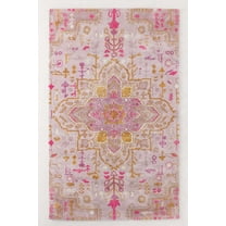 ALEF HOME Maribelle Collection Persian-Inspired Art Deco Bohemian Tufted Pink Geometric Patterns Area Rug, 5x8 ft, Quick Dry