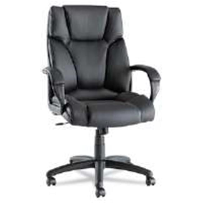 Elegance High-Back Black Leather Swivel Executive Chair with Plastic Arms